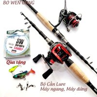 Bộ cần câu máy Lure rút gọn 55cm cần máy ngang và máy đứng 1m8,2m1,2m4