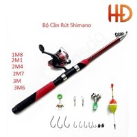 Bộ Cần Câu Máy Rút Cacbon Đỏ Đủ Size 1m8, 2m1, 2m4 và 2m7 (HĐ91) gfgfg