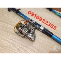 Bộ cần câu máy Shimano đã lắp đầy đủ cước, phao, chì, lưỡi câu và mồi đi kèm