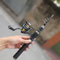 Bộ Cần Câu Rút mini Black V3 Kết Hợp Máy Pr800 chuyên câu lure suối cá nhỏ cảm giác có 2 size 1m5 và 1m8 Fishing