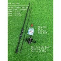 Bộ Cần lure Máy Đứng Rise Spin Màu Đen ( Cần + máy + dù + mồi + khóa link )
