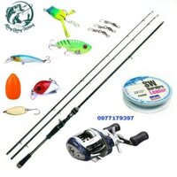 Bộ Cần Lure Máy Ngang Hunting Black🔰Cần 2 Ngọn Bạo Lực🔰Bộ Cần Câu Lóc