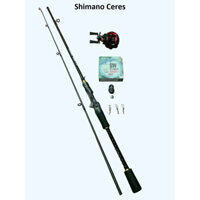 Bộ Cần Lure Shimano Ceres Kèm Máy Đứng Máy Ngang , Cần Câu Lure 2 Khúc Rỗng Đầu PU Chống Xoắn  - QĐ