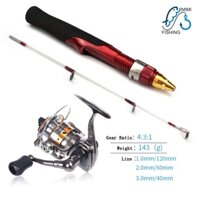 Bộ Cần & Máy câu cá Siêu Mini Full kim loại Size 100