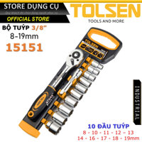 Bộ cần tuýp tự động 3/8" 12 món TOLSEN 15151 | Bộ đầu khẩu 3/8inch công nghiệp hàng xuất khẩu châu Âu