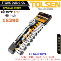 Bộ cần tuýp tự động hệ inch 13 món Tolsen 15390 | Bộ tuýp 1/4 hệ in 13 chi tiết