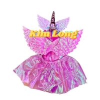 Bộ cánh bướm thiên thần kèm váy hình ngựa Pony hồng,7 sắc cầu vồng,vàng cho bé gái trang phục hóa trang HALLOWEEN Y HÌNH