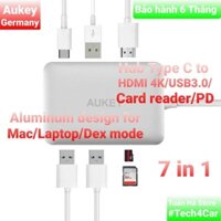 Bộ cáp chuyển đổi Hub 7 in 1 Aukey CB-C49 Type C to sang HDMI USB3.0 SD cho Samsung Dex Ma-c book