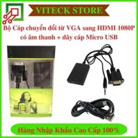 Bộ Cáp chuyển đổi tín hiệu từ VGA sang HDMI có âm thanh + dây cáp Micro USB - Hỗ trợ FULL HD 1080P - Chất lượng cao