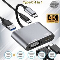 Bộ cáp chuyển đổi tín hiệu từ chân Typec sang HDMI+VGA+USB3.0 chất lượng cao 4K kết nối ti vi máy chiếu Type-c to...