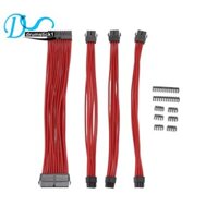 Bộ cáp nối dài bện 9 Inch Cáp mở rộng cơ bản cho vỏ PC Lược đi kèm ATX 24 Pin PCIE 6 + 2Pin CPU 4 + 4Pin Đỏ