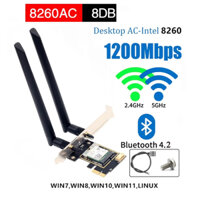 Bộ card Wifi 5 AC 8260 lắp khe PCIE X1/4/16 cho PC băng tần kép 5Ghz tích hợp Bluetooth