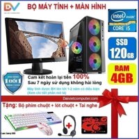 Bộ case máy tính Game LED + Màn 20 inch Core i7/i5/i3/G2020 / Ram 4GB-8GB/ SSD 120GB PUBG Mobile, LOL, CF, Fifa, Cs, GAT