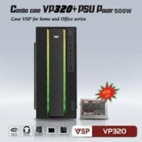 Bộ Case Nguồn VSP VP320 (Case mATX / Nguồn 200W, 300x165x350mm, Mặt trước có sẵn led RGB, Fan đuôi 1x80mm ko kèm)