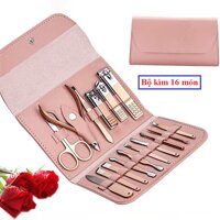Bộ Cắt Móng Tay, Dụng Cụ Làm Móng, Bộ Bấm Móng Tay, Kềm Cắt Móng - 16 MÓN HỒNG