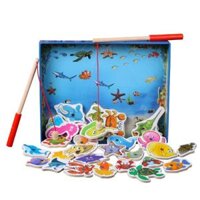 Bộ câu cá nam châm 32 con bằng gỗ thân thiện môi trường- Fishing game