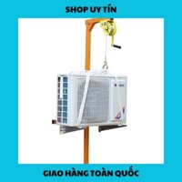 Bộ cẩu tời cục nóng điều hòa (khung cẩu + tời quay tay tự hãm màu vàng), hàng mới 100%, hàng chất lượng (V)