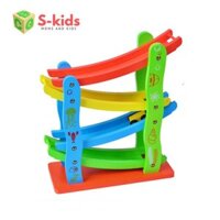 Bộ cầu trượt xe Đồ chơi gỗ Skids, Ván trượt xe 3 tầng. GO34