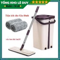 Bộ Cây Lau Nhà 360 Độ Chính Hãng Cao Cấp Mặt Lau Hình Chữ Nhật kèm 2 bông lau