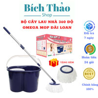 Bộ cây lau nhà 360 độ Omega Mop Đài Loan, chổi lau nhà tự vắt thông minh tặng kèm bông lau - Hàng nhập khẩu chính hãng