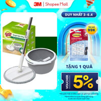 Bộ cây lau nhà 360 độ thông minh thế hệ mới 3M™ Scotch-Brite™, tích hợp giặt và vắt, 18x33x33 (cm), Dùng vệ sinh sàn nhà