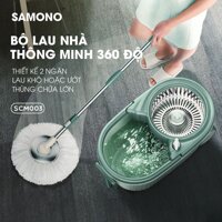 Bộ cây lau nhà cao cấp xoay 360 độ SAMONO SCM003 lau sạch mọi ngóc ngách sàn nhà 2 ngăn chứa lau khô lau ướt thông minh