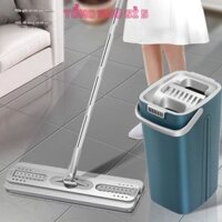 Bộ Cây Lau Nhà Chổi Lau Nhà Tự Vắt 360 Độ Chính Hãng Cao Cấp Kèm 2 Chổi Lau, 8 Bông Lau