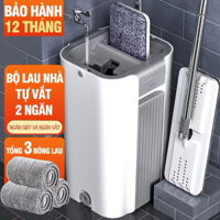 Bộ cây lau nhà có thlau nhà tự vắt thông minh, chổi lau nhà 360 độ lau sàn làm sạch, 3 bông lau
