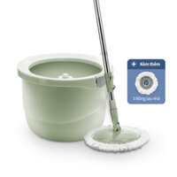 Bộ cây lau nhà Lock&amp;Lock Mini Spin Mop &amp; 4 bông lau sàn ETM498MITS2 - Màu xanh mint