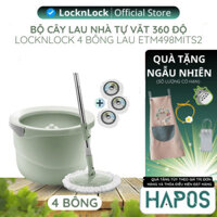 Bộ cây lau nhà LocknLock tự vắt xoay tay 360 độ, 4 bông lau thấm hút tốt ETM498MITS2 - Chính Hãng - HAPOS HOME