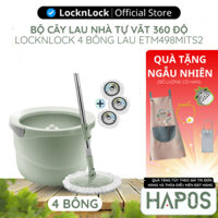 Bộ cây lau nhà LocknLock tự vắt xoay tay 360 độ, 4 bông lau thấm hút tốt ETM498MITS2 - Chính Hãng - HAPOS BEAUTY