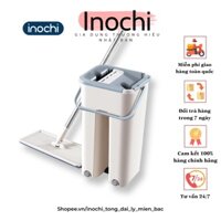 ✑❀❃Bộ cây lau nhà thông minh inochi kèm thùng vắt 2 ngăn sizes trung BH-M900 gồm 1 chổi và một giặt