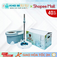 Bộ Cây Lau Nhà Tự Vắt Thông Minh Xoay 360 Độ Tặng Kèm 3 Bông VN, Có Bánh Xe Đa Năng Tiện Lợi - Hàng Chính Hãng
