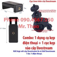 Bộ Cây Tripod  5 Kẹp điện thoại  5 Càng xoay 360 độ , Gậy chụp ảnh 3 chân, Cây livestream quay video, dựng phim - Combo 3 kẹp3 Cục đỡ