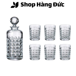 Bộ chai cốc rượu Bohemia Diamond (1 bình và 6 cốc 230ml)