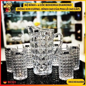 Bộ chai cốc rượu Bohemia Diamond (1 bình và 6 cốc 230ml)