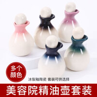 Bộ chai tinh dầu gốm 60ml, bát trộn, nồi tinh dầu, khay, chai phân phối, chai hương liệu, massage spa [djy]