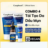 Bộ Chăm Sóc Da Dầu Mụn AHA BHA PHA Compliment, Sữa Rửa Mặt, Kem Dưỡng Ẩm, Serum, Kem Chấm Mụn