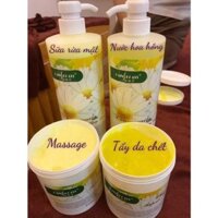 Bộ Chăm Sóc Da Hoa Cúc, Bộ 4 Chai Sữa Rửa Mặt, Kem Massage, Tẩy Da Chết Chính Hãng