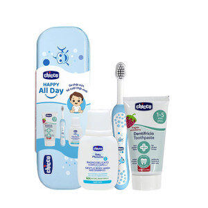 Bộ chăm sóc răng miệng 3 in 1 Chicco hình cá xanh