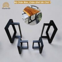 Bộ Chân Bàn, Chân Ghế Sắt Chữ T – Khung Sắt Sơn Tĩnh Điện, Cho Bàn Gỗ Nguyên Tấm – Xưởng Mộc Maido