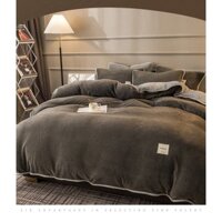 Bộ chăn bông nhung sữa dày mùa đông Bộ bốn mảnh vỏ chăn nhung san hô Bộ ba mảnh nhung flannel hai mặt