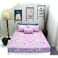 Bộ chăn drap gối satin Hàn Quốc hoạ tiết - ST1028,1M6 x 2M