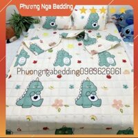 Bộ Chăn Ga Cotton Chăn Trần Khủng Long Xanh 5 Món Giá Rẻ Nhất