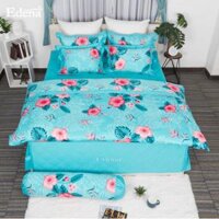 Bộ Chăn Ga Cotton In Edena 451- 5 món siêu đẹp - Bộ Ga Phủ - 160x200 cm