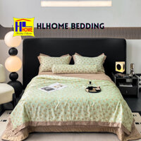 Bộ chăn ga cotton lụa 5 món chần bông thoáng mát kèm vỏ ôm họa tiết siêu đẹp, dùng bốn mùa quanh năm