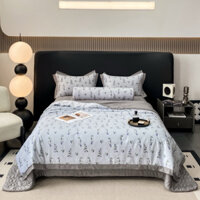 Bộ Chăn Ga Cotton Lụa Mark Jacob Collection Thế Hế Mới Óng Mịn Mềm Mại ,Sét Cotton Lụa Chăn Ga Chần Bông Hèm Thoáng Mát