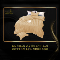 Bộ chăn ga cotton lụa Nude kẻ sọc, Chuyên dùng cho Khách sạn Homstay decor phòng ngủ vintage đủ size nệm