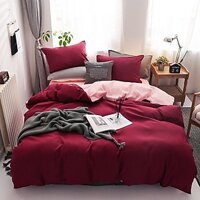 Bộ chăn ga Cotton poly Đỏ Hồng ABUBU Home chăn ga Hàn Quốc đủ màu đủ size miễn phí bo chun 1m2 - 2m2