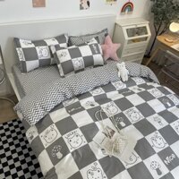 Bộ chăn ga Cotton poly họa tiết cazo 4 món chăn  ga gối đệm cao cấp-hàng nhập khẩu loại 1